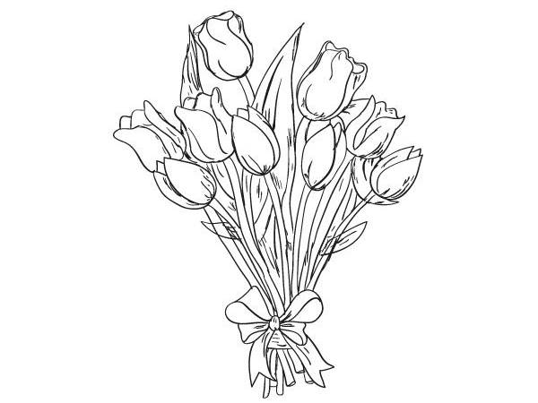 Online coloring book: Coloring book bunch of tulips for mommy